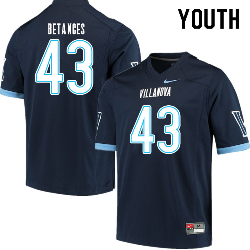 Youth #43 Nino Betances Villanova Wildcats College Football Jerseys Sale-Navy